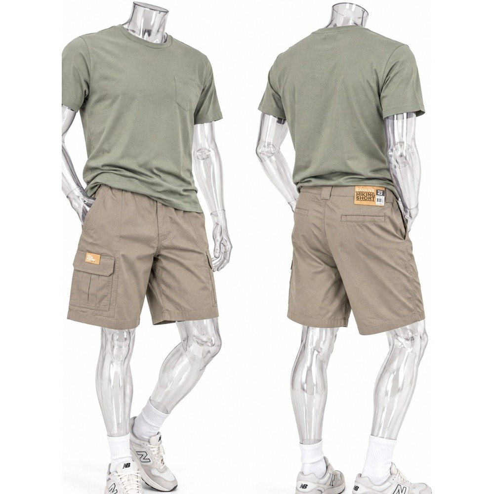 Savane Mens Khaki Hiking Shorts UPF Tech‎ Pocket NWT SKUM050